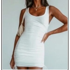 Princess Polly Ribbed Cinch Tank Mini Dress in White 🆕